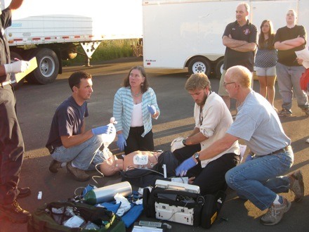 Orcas Fire and Rescue emergency medical personnel prepare for new cardiac arrest protocol.
