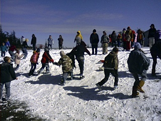 Orcas kids enjoying the snow during recess.