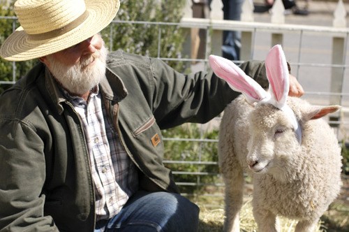 Bob Nutt with the 'Easter Bunny' at 'Great Hoppin' Saturday.'