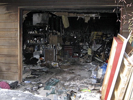 The interior of the garage after the fire.