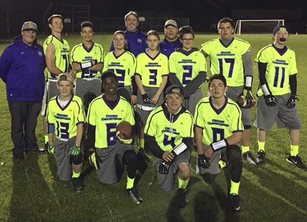 The Orcas Christian School Saints Flag Football team.