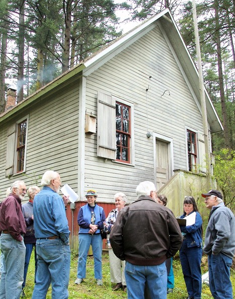 Museum volunteers at the Crow Valley School.