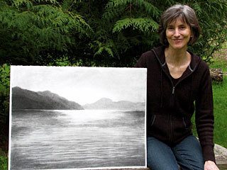 Mary McCulloch with one of her drawings.