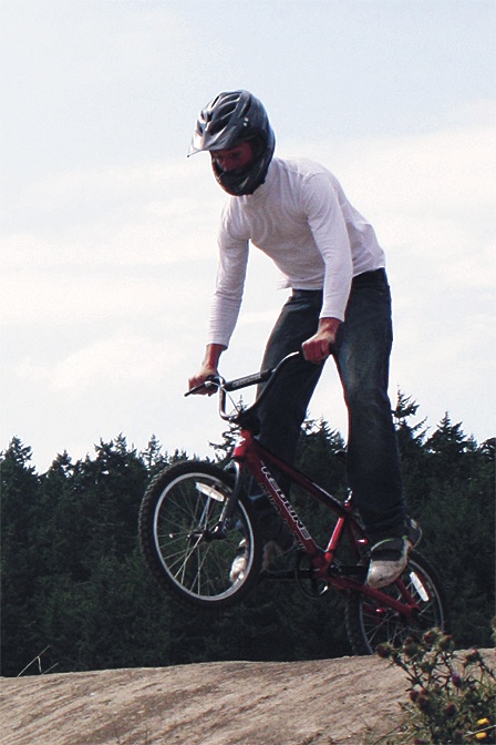 Barry Christopherson on the BMX track at Camp Orkila.