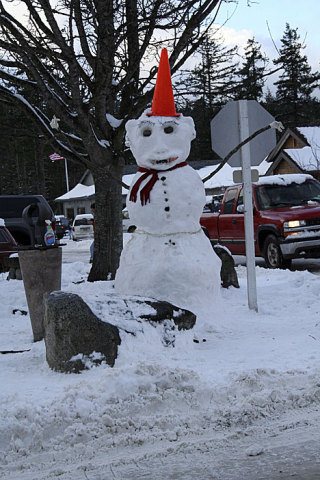 Orcas Islanders make good use of the snow in Eastsound.