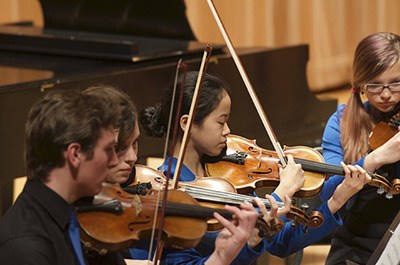 High School Strings violinists competing at Western Washington University.