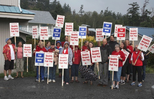 Some of the teachers protesting on Sept. 3.
