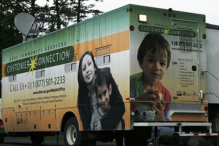The DSHS mobile office on Orcas last week.