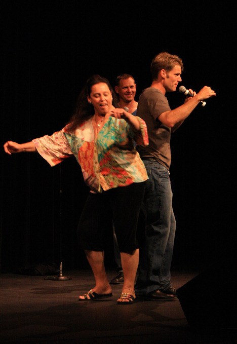 The Coats brought an audience member up on stage to demonstrate a dance called 'the bump'.