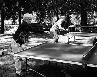 Weekly ping pong sessions are going strong at West Beach Resort. Angelica Mayo is pictured in front