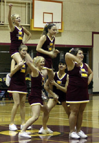 The Lopez cheerleaders hard at work.