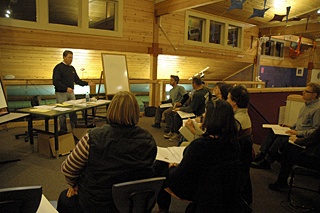 Jamie Stephens teaching students during the Small Business Success class.