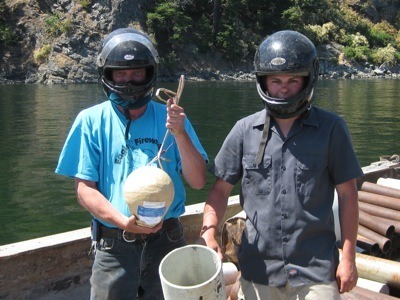 Karl Petree and Dylan Parker get ready for yesterday's show at Deer Harbor and tonight's fireworks display in Eastsound. They have prepared a colorful and noisy display.
