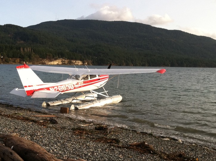 A seaplane that landed at Crescent Beach this week.