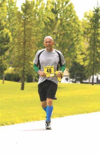 Dennis Dahl during the Coeur d’Alene marathon in Idaho this past May.