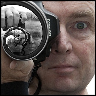 A piece from Martin Taylor's new show. The photograph was transformed using an equation inspired by Eschers “Print Gallery.”