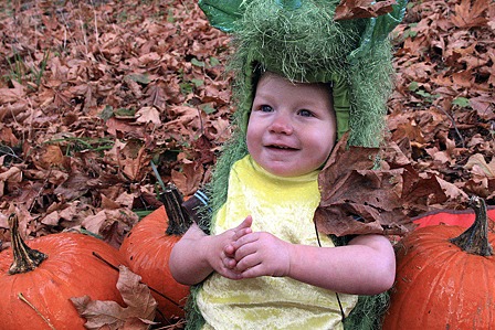 CJ Idleman (dressed as a dragon) is all smiles as he gets ready for Halloween.