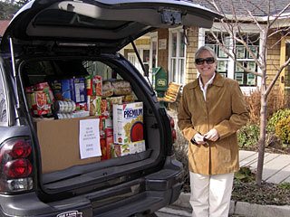 Teri Williams making a delivery to the food bank.