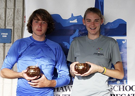 Jake White and Annalies Schuh took home first place in the Hawaii High School Invitational Regatta.