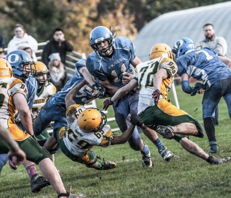 The Vikings celebrated their first win of the season last Saturday after a 27-26 battle with the Darrington Loggers.