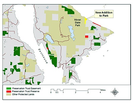 A map showing the new addition to Moran State Park.
