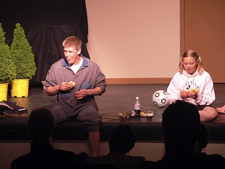 Ed Nebekker (left) and Daria Stankevich in the 2009 production of “The Birthday Present” by Ron Herman.