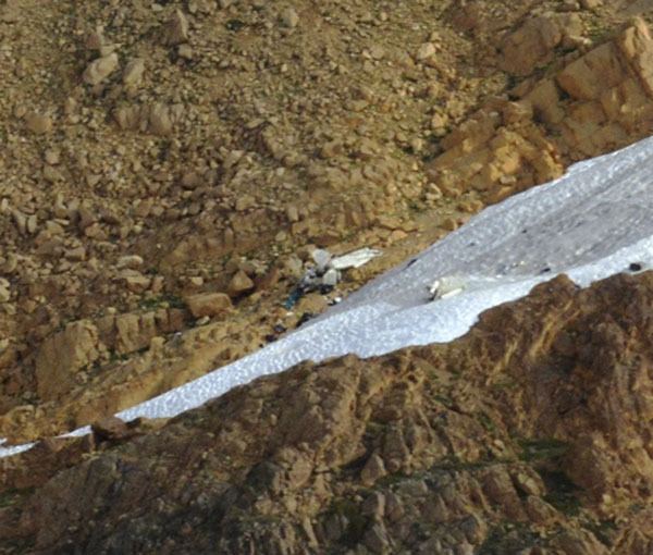 This photo shows wreckage believed to be of a Minnesota plane found in Whatcom County Wednesday morning. Search crews will need to reach the site to make official confirmation.