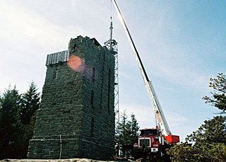 The radio tower being removed on Mt. Constitution.