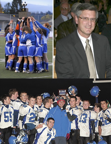 Top left: The Lady Vikings after their big win. Top right: Judge Linde. Above: Coach Dahl with this year's team.