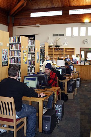 Library patrons making use of the computer lab.