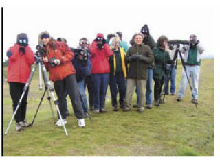 Bird counters from a Christmas Bird Count getting into the fun.