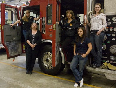 The women firefighters and EMTs of Orcas Island Fire and Rescue. From left to right: Division Chief Val Harris with EMTs Dove Dingman