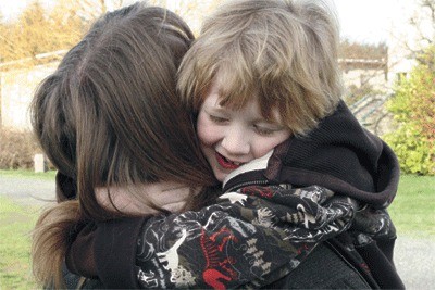 Karl Schiller with his mom