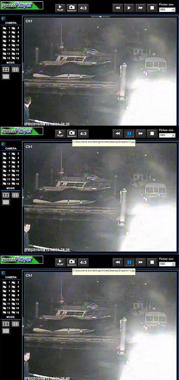 A series of shots taken on May 15 at Spencer's Landing Marina. Police believe they feature suspect Colton Harris-Moore.
