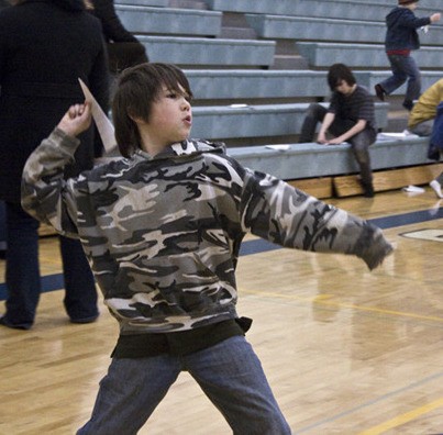 A participant in the 2012 Annual Kiwanis Paper Airplane contest.
