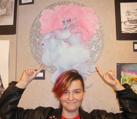 Esther Doss with her watercolor