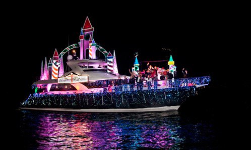 A lighted boat out of the past.