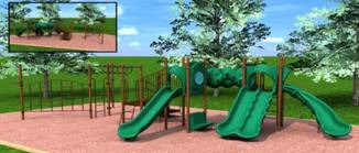 An artistic rendering of Moran State Park's new Cascade Lake play structure.