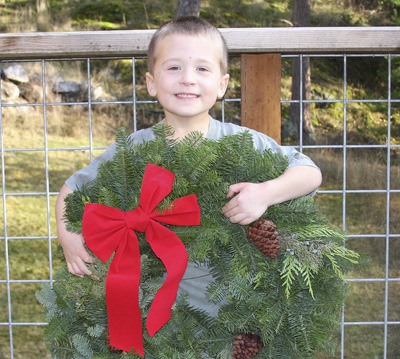 Joe Stephens with one of the Montessori wreaths.