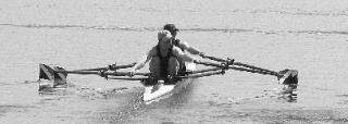 Barrett North (in front) and Sam Parish (behind) in a men’s doubles shell winning a silver medal at Vancouver lake to advance to the U. S. Rowing Youth National Championship Regatta in Ohio