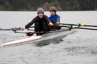 Sam Parish  and Barrett North training for Nationals on Cascade Lake.