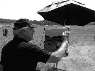 Steve Hill enjoys the ambience of Plein Air painting.