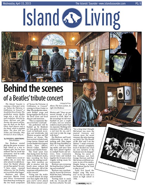 Above: The horns section. At right: Jim Bredouw.