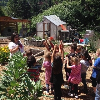 Teacher Mandy Randolph with her farm to classroom students.