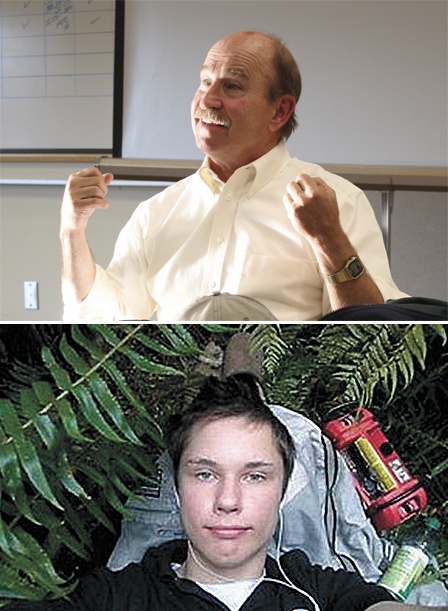 Top: Sheriff Bill Cumming talking with the Orcas Island business community