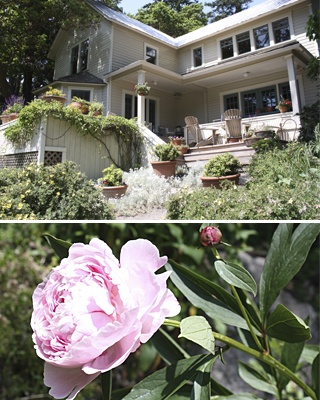 Jim and Kathy Youngren's farm house and peonies.