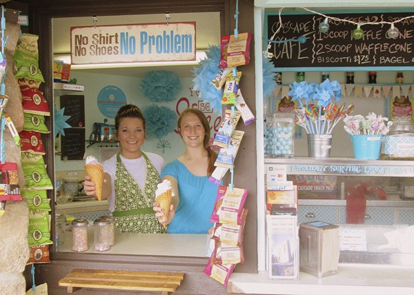 Emily DeForest and Alicia Susol at the concession stand in Moran State Park.