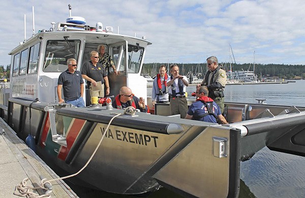 Local officials get acquainted with the Sheriff Department's new public safety boat