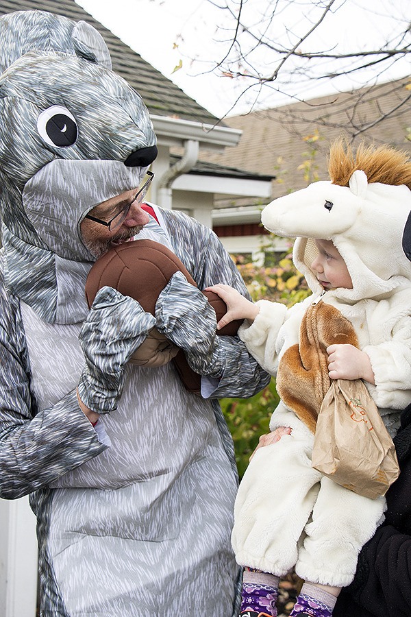 Lance Evens guarding his acorns from Paul Zwilling.