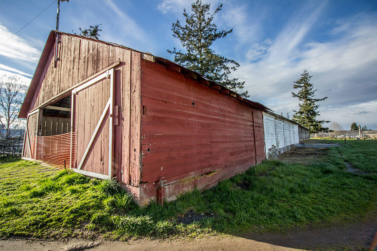 Staff photo/Greg Sellentin                                The San Juan County Fairground horse barn, built in 1924.